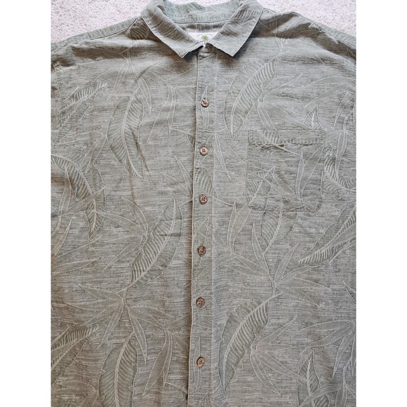 island shores Other - Island Shores Washable‎ Silk Hawaiian Shirt Mens XXL Green Resort Wear Aloha